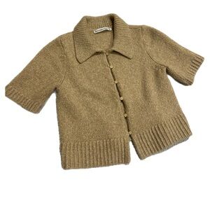 Abercrombie & Fitch Tan Short Sleeve Collared Cardigan